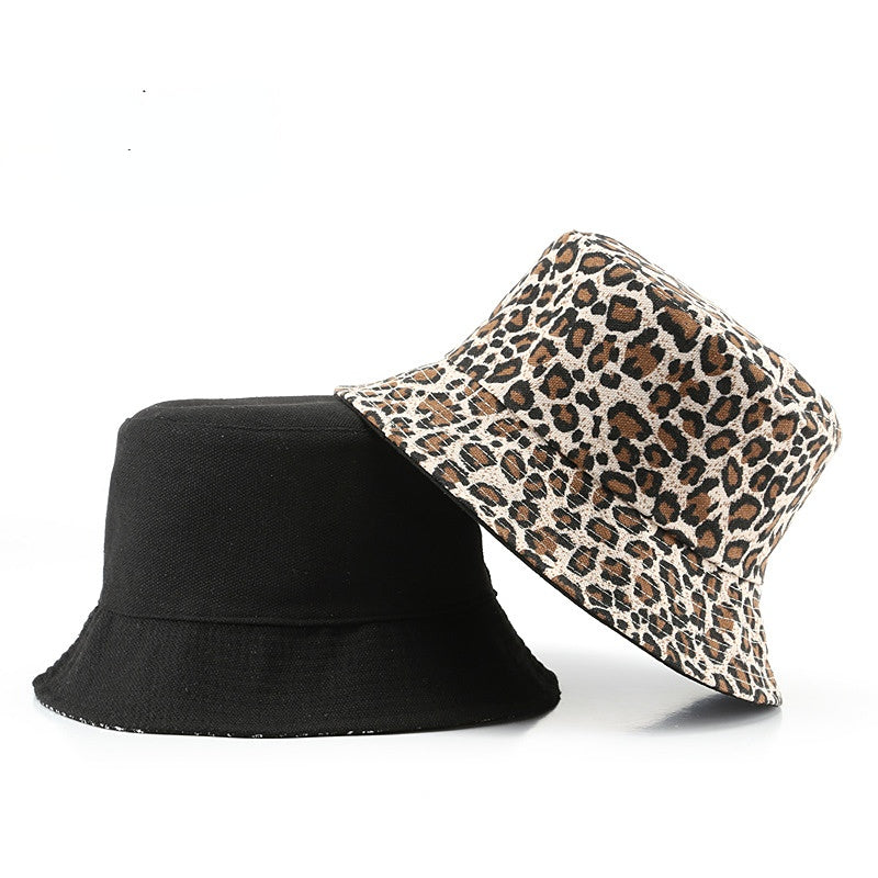 Sombrero de pescador de leopardo de doble cara de lona al por mayor